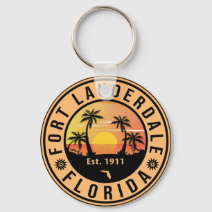 Porte-clés Fort Lauderdale Florida Beach Retro Sunset 60s