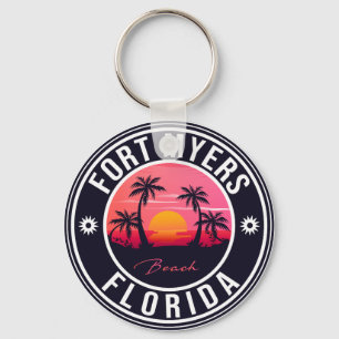Porte-clés Fort Myers Beach Retro - Florida Souvenirs Keychai