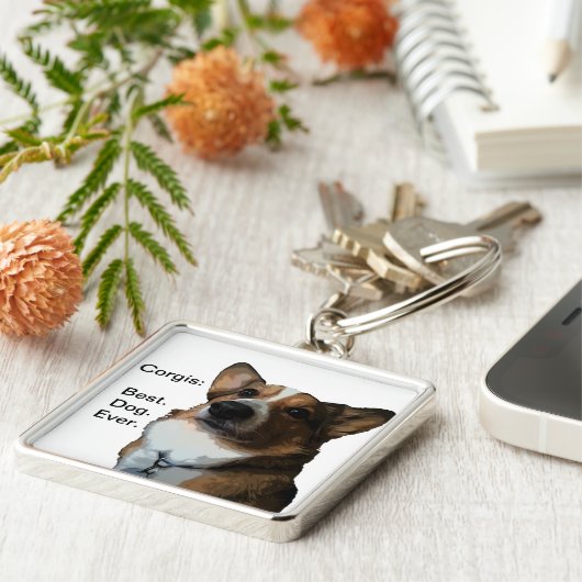 Porte-clés Fou pour des Corgis (Côté)