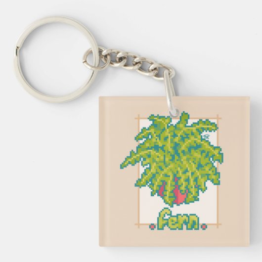 Porte-clés Fougère Pixelart, Pixel Art (Devant)
