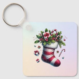 Porte-clés Foulée de Noël avec cadeaux et Sucres de canne