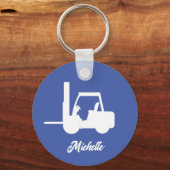 Porte-clés Fourchette bleue et blanche personnalisée (Recto)