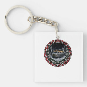 Porte-clés Fourgon aménagé Noël enneigé Nœud celtique