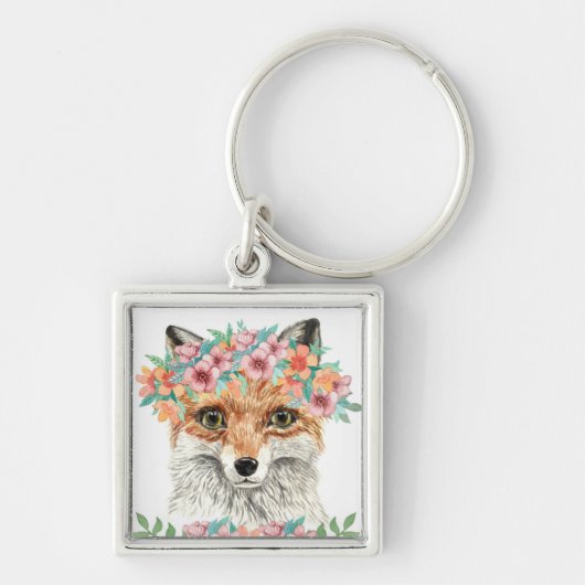 Porte-clés Fox floral (Devant)