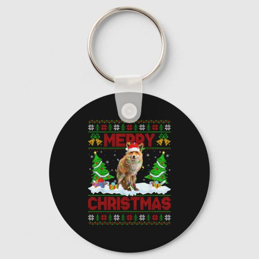 Porte-clés Fox Ugly Xmas Sweater Funny Fox Animal Merry Chris (Recto)