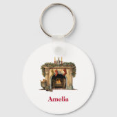 Porte-clés Foyer victorien cosy Noël (Recto)