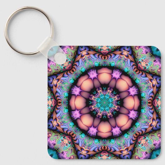 Porte-clés Fractal Mandala Floral Psychedelic (Recto)