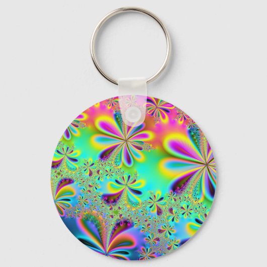 Porte-clés Fractale à fleurs colorées (Recto)