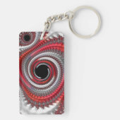 Porte-clés Fractale Abstraite de la spirale rouge (Dos)