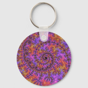 Porte-clés Fractale en spirale coloré funky tripant