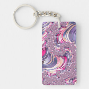 Porte-clés Fractale en spirale rose violet abstrait
