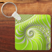 Porte-clés Fractale en spirale vert citron abstrait (Recto)