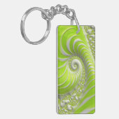 Porte-clés Fractale en spirale verte citron abstrait (Devant gauche)