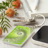 Porte-clés Fractale en spirale verte citron abstrait (Devant droit)