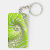Porte-clés Fractale en spirale verte citron abstrait (Dos)