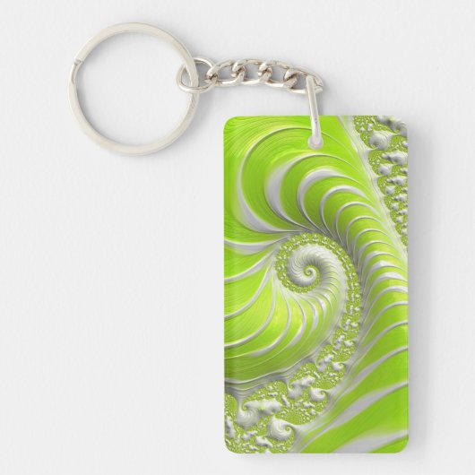 Porte-clés Fractale en spirale verte citron abstrait (Devant)