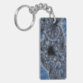 Porte-clés Fractale Intriquée Bleue et Noire Abstraite (Devant gauche)