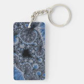 Porte-clés Fractale Intriquée Bleue et Noire Abstraite (Dos)