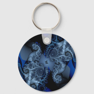 Porte-clés fractale papillon de rêve bleu