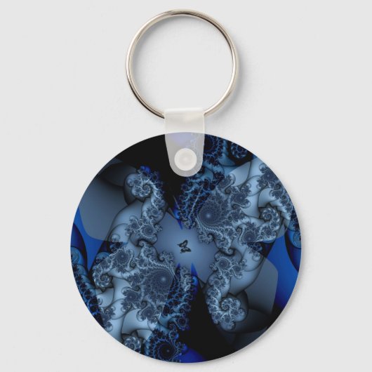 Porte-clés fractale papillon de rêve bleu (Recto)