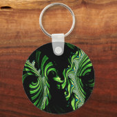 Porte-clés fractale papillon noir et vert (Recto)