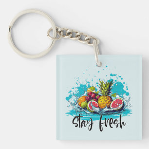 Porte-clés Fraîcheur - Été - Aquarelle Fruits tropicaux