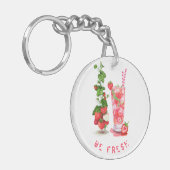 Porte-clés Fraise Cool Boire Fruits Porte - clé Cadeau (Devant gauche)