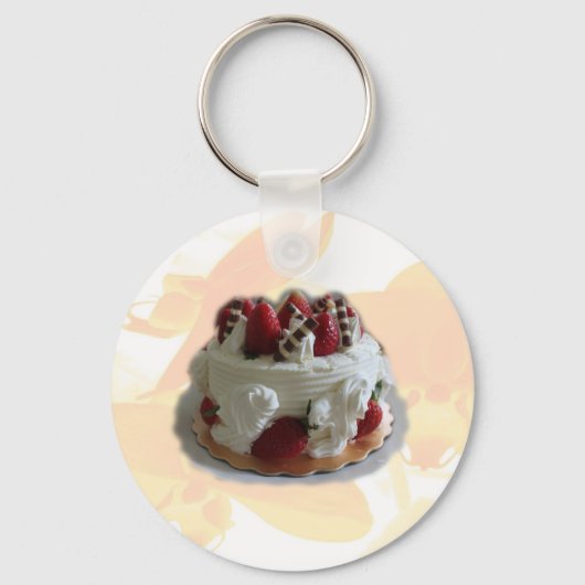 Porte-clés fraise d'anniversaire, gâteau au chocolat (Recto)