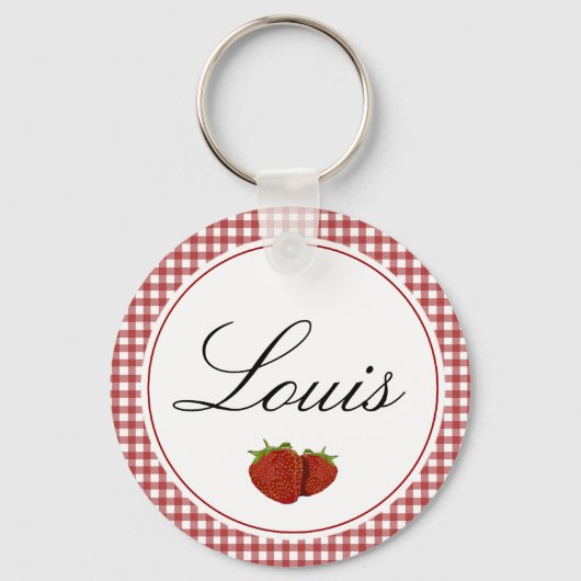 Porte-clés Fraise mignonne personnalisable (Recto)