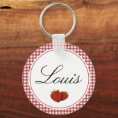Porte-clés Fraise mignonne personnalisable (Recto)