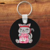 Porte-clés Fraise Shake fraise Lait Chat Kawaii Neko A (Recto)