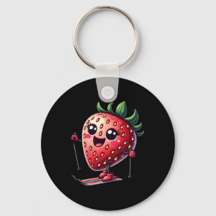 Porte-clés Fraise Ski Cute Alpin Neige Dessin Animé Amusant