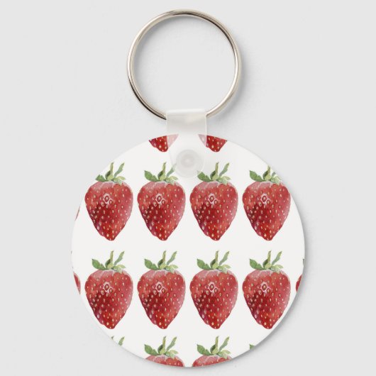 Porte-clés Fraises d'aquarelle : motif transparent (Recto)