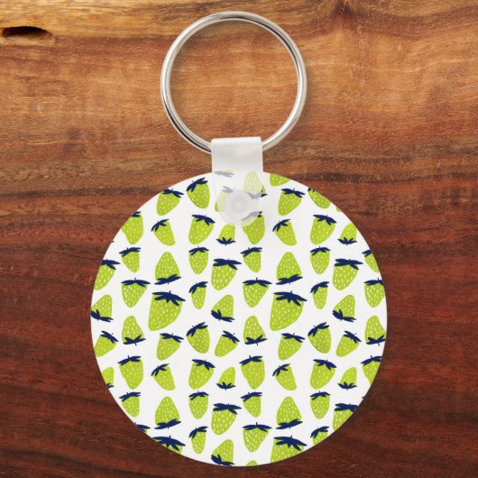 Porte-clés Fraises d'été bio néon vert (Recto)