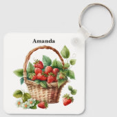 Porte-clés Fraises fraîches dans un panier en osier (Dos)