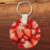 Porte-clés Fraises rouges Tranches en forme de coeur Photogra (Recto)