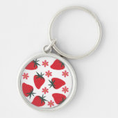 Porte-clés fraises simple rose vert rouge  (Devant)