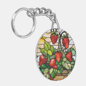 Porte-clés Fraises sur verre tendu (Devant gauche)