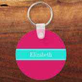 Porte-clés Framboise solide, Ribbon Aqua brillant Nom Monogra (Recto)
