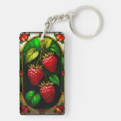 Porte-clés Framboises rouges et feuillage vert (Dos)