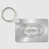 Porte-clés Frame circulaire en argent brillant 25e mariage (Verso)