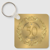 Porte-clés Frame circulaire en or brillant 50e mariage (Recto)