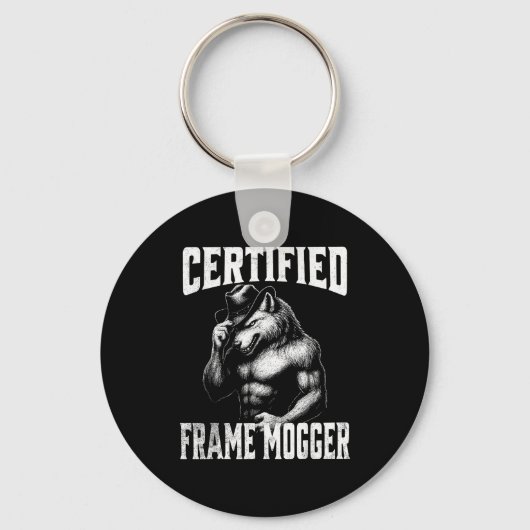 Porte-clés Frame mogging - alpha loup drôle et embarrassant (Recto)