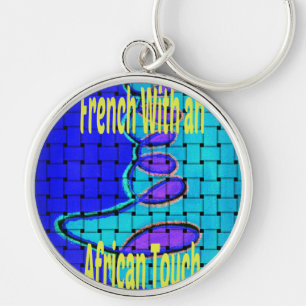 Porte-clés Français Bleu Africain Tissé Abstrait violet forme