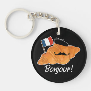 Porte-clés Français Croissant Lover France Drapeau Francophil