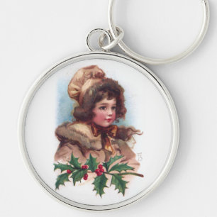 Porte-clés Frances Brundage : Fille d'hiver avec le houx