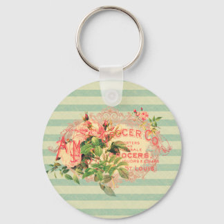 Porte-clés Francés vintages, rosas y postal publicitaria