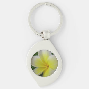 Porte-clés Frangipanier blanc et jaune