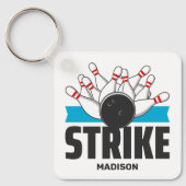 Porte-clés Frappe Bowling Nom Personnalisé (Recto)