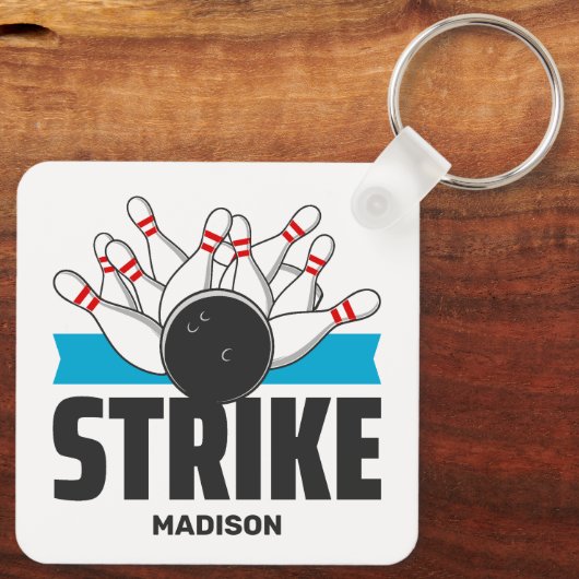 Porte-clés Frappe Bowling Nom Personnalisé (Verso)